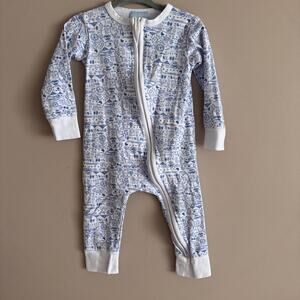 Joy Street Boston Print Zip One Piece Pajamas 9-12 Months Baby Pima Cotton